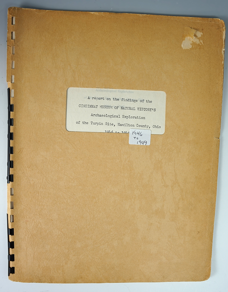 Spiral bound report copyright 1950, on the Turpin Site, Hamilton Co, Ohio.