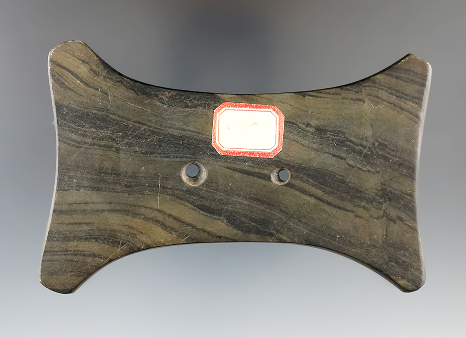 4 1/16" Quadriconcave Gorget made from beautifully banded Glacial Slate,Ohio.