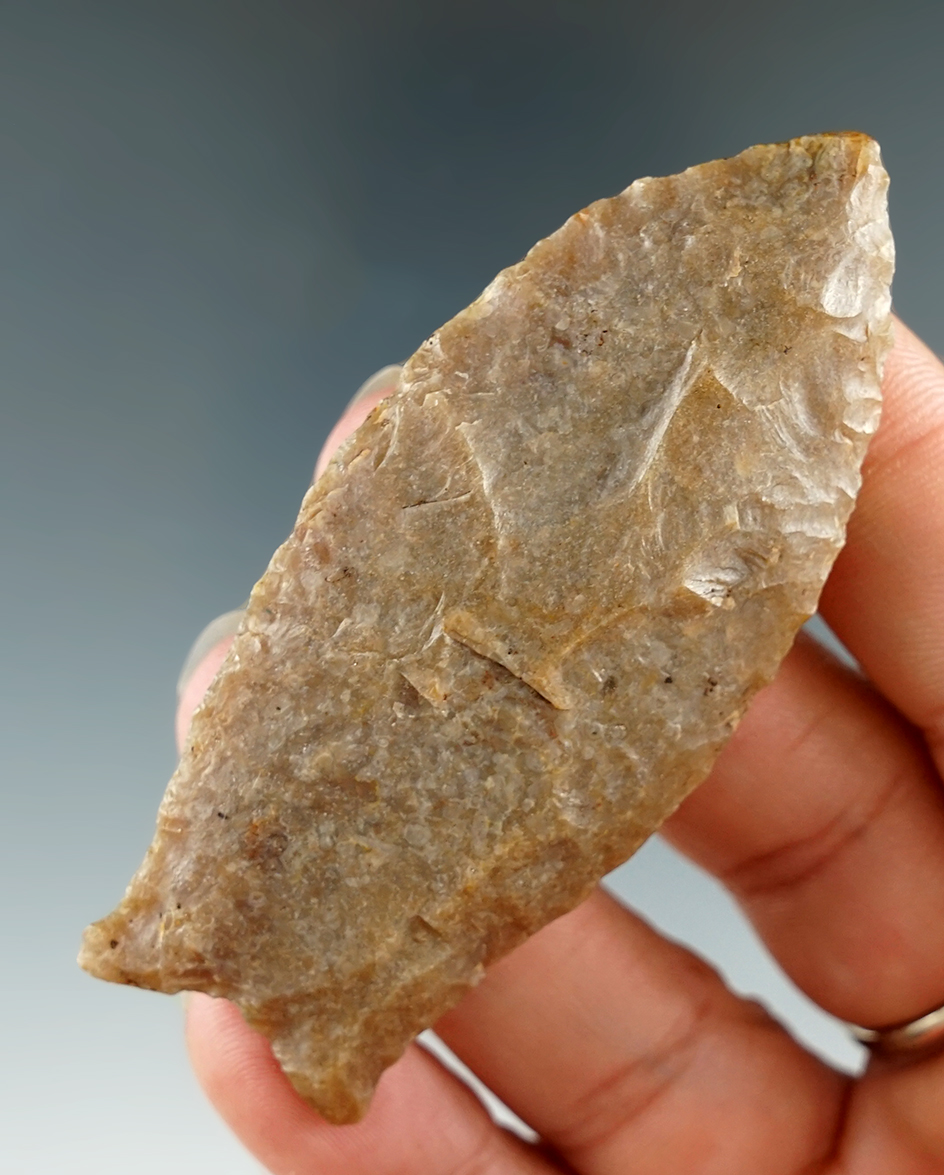 2 7/8" Cumberland made from Carter Cave Flint, found in Trigg Co., Kentucky. Perino COA.