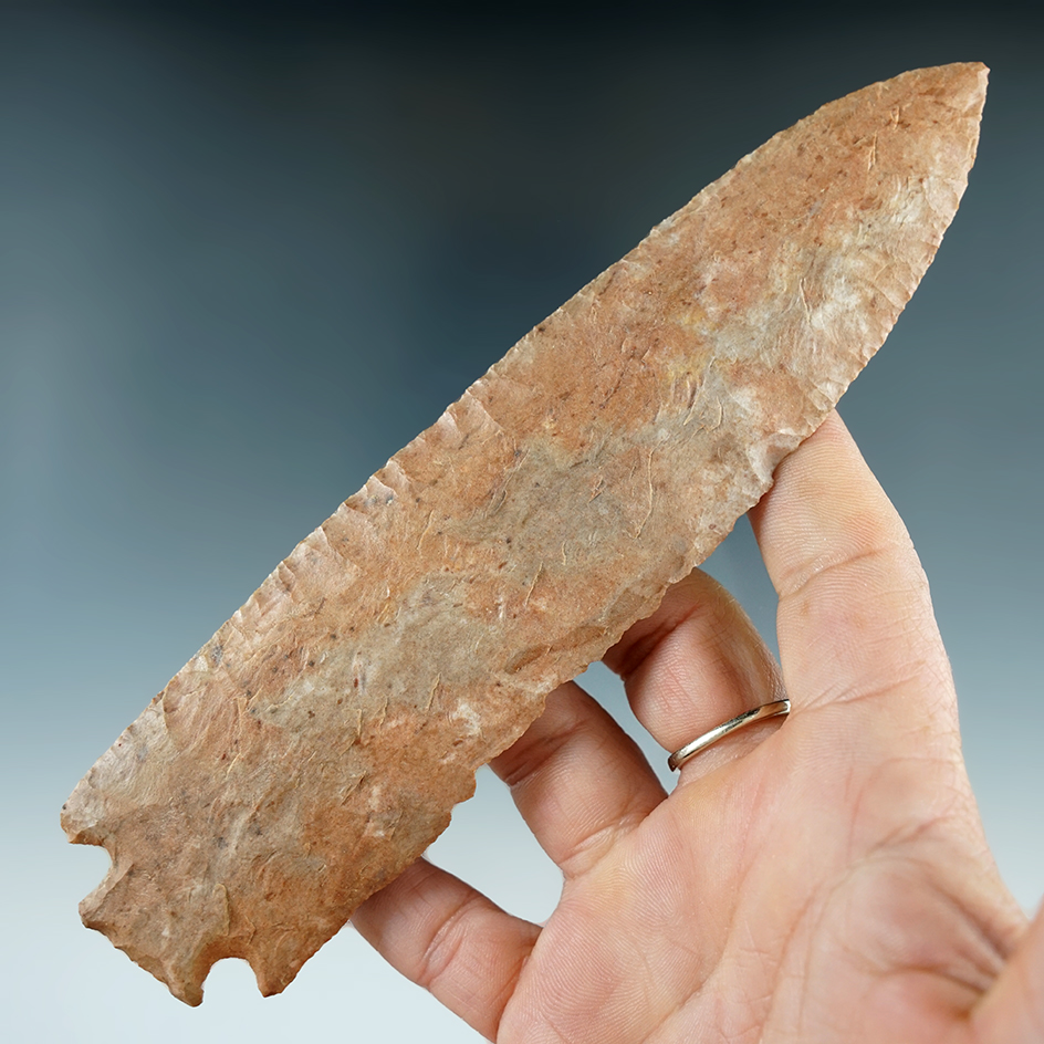 Large 6 9/16" Benton made from Buffalo River Chert, found in Tennessee. COAs.