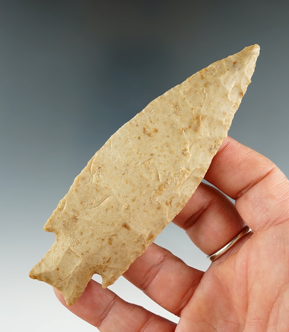 4 5/16" Pedernales found Washington Co., Texas. Ex. Bill German Collection. Rogers COA.