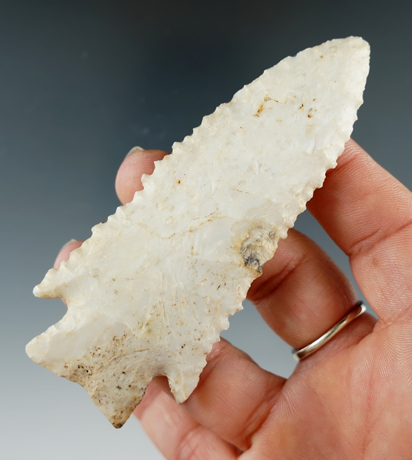 3 3/4" Stilwell made from Burlington Chert, found in Pike Co., Illinois. Ex. Merton Hendershot.