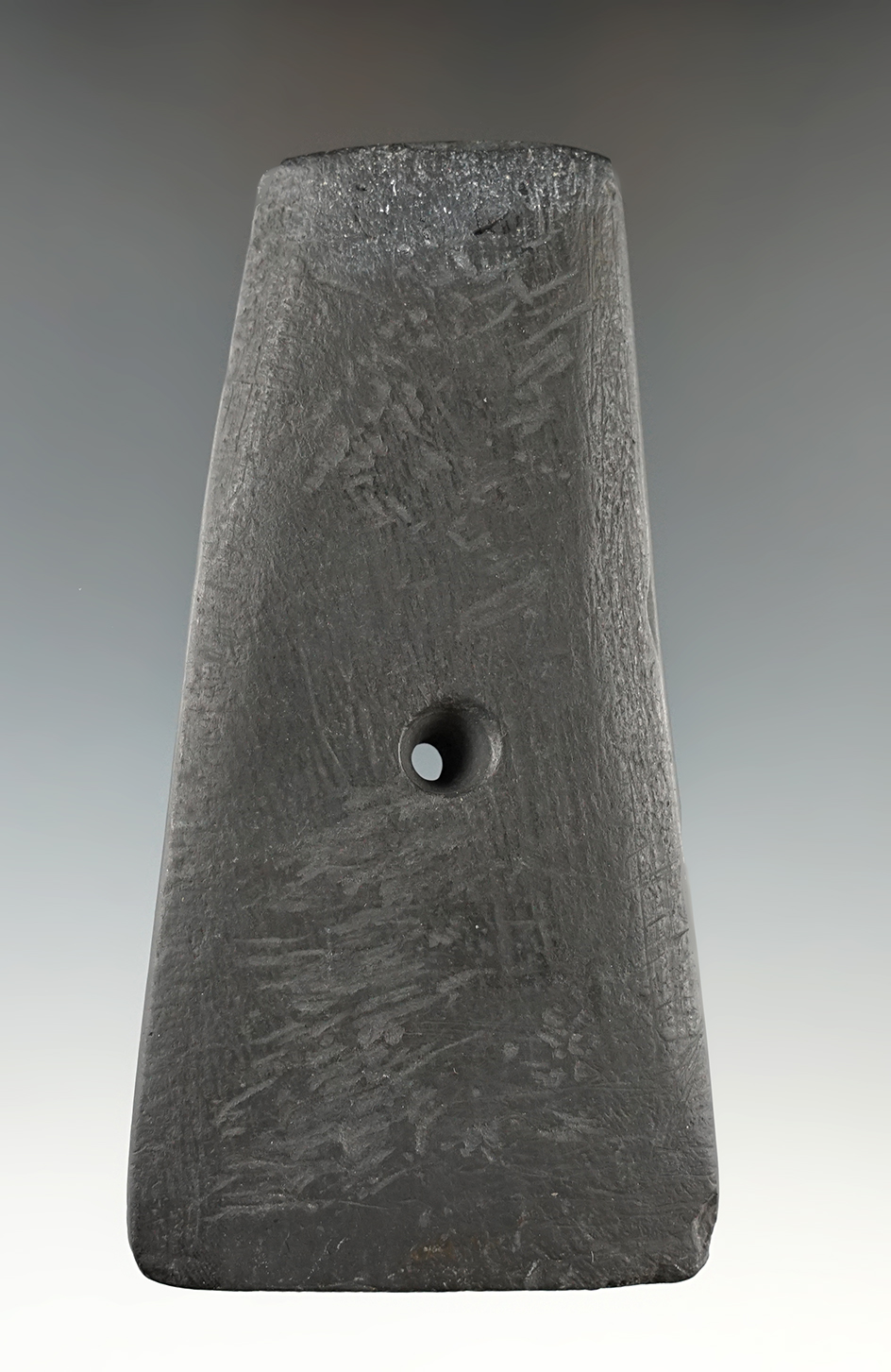 4 9/16" Black Slate Trapezoidal Pendant found in Knox Co., Ohio. Ex. Mallin, Bob Klan.