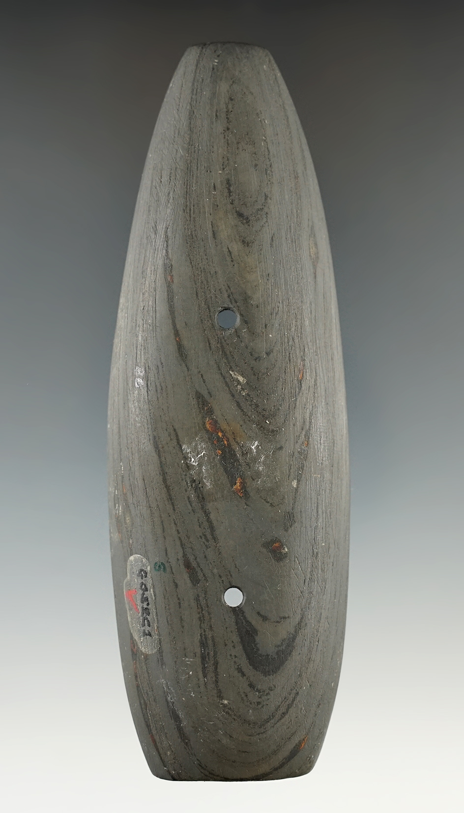 4 5/8" Scooped Gorget found in Seneca Co., Ohio. Ex. Mel Wilkins.