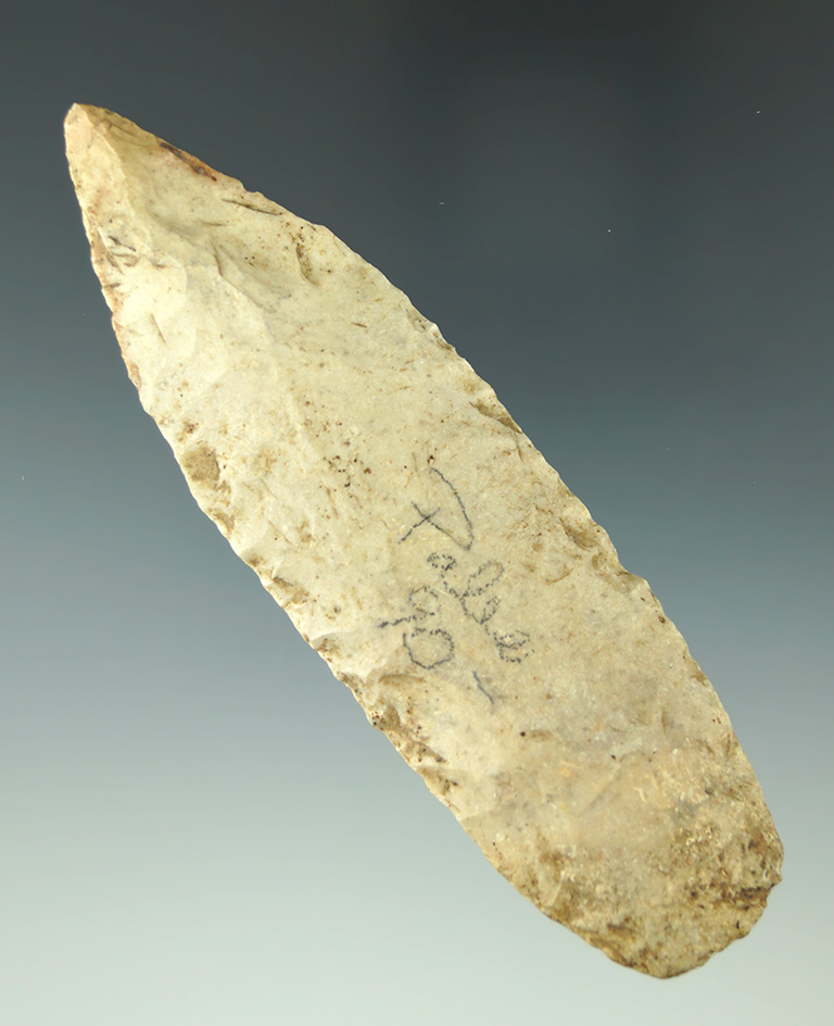 4 1/8" lanceolate with nicely ground lower edges found in Missouri.