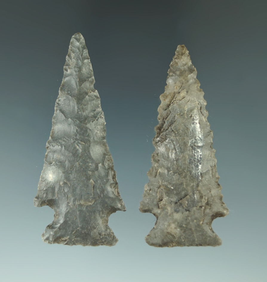 Museum Deaccession! Pair of nicely made Ensor points found in Texas, largest is 2 3/8".