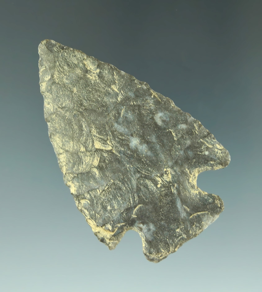 2 5/16" Kirk Corner Notch made from Fort Payne chert found in Kentucky.  Bennett COA.