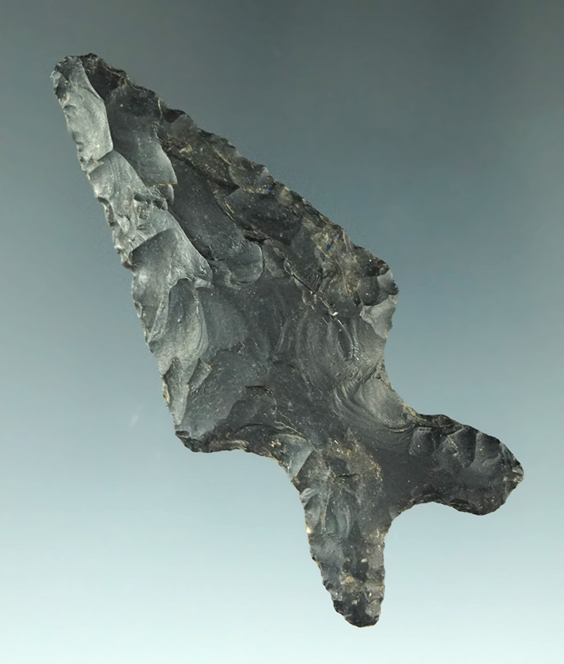 2 1/2" Baker point found in Bandura Co., Texas with a very uniquely styled base.  Rogers COA.