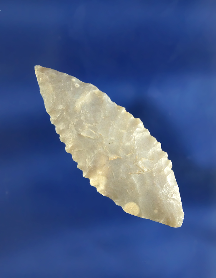 Beautiful edge serrations on this 2 1/16" Leaf Point found in the southwestern U.S.