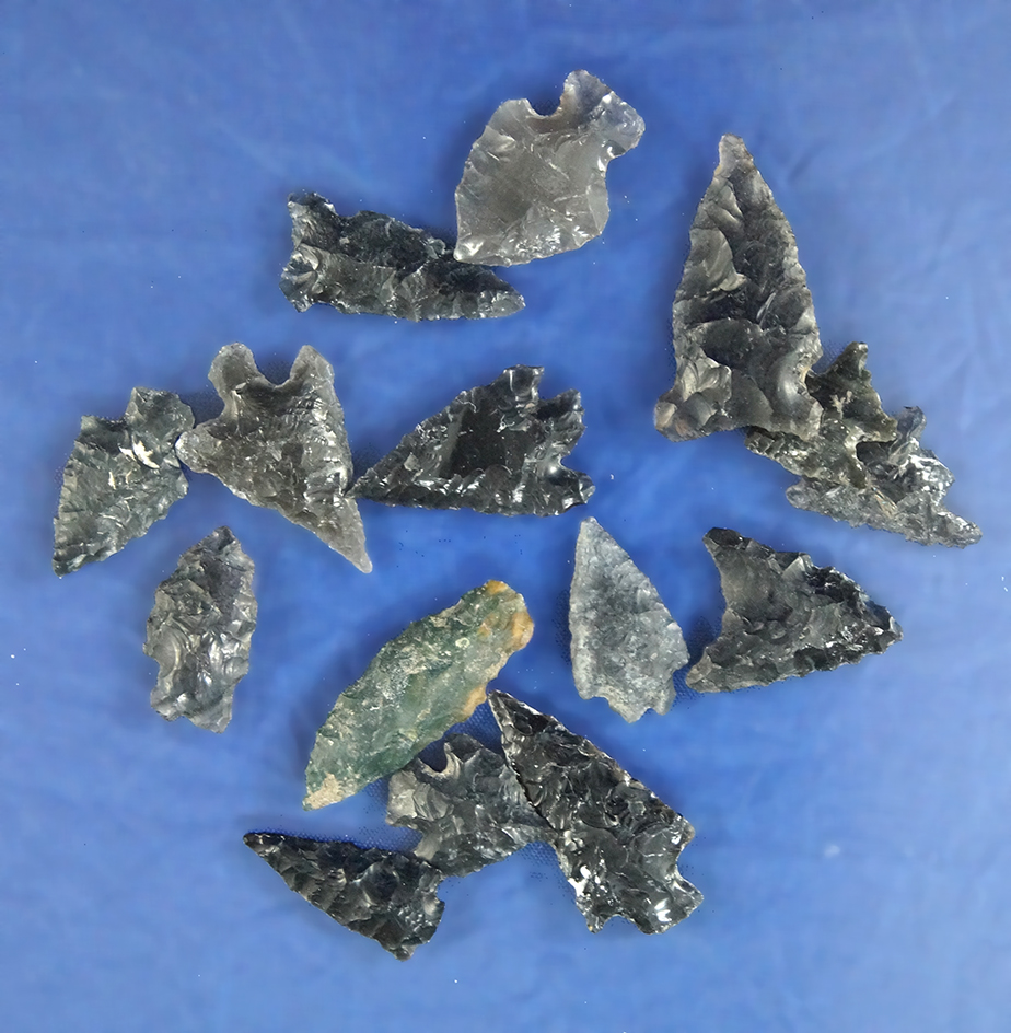 Set of 15 assorted Oregon Arrowheads, largest is 1 1/16".