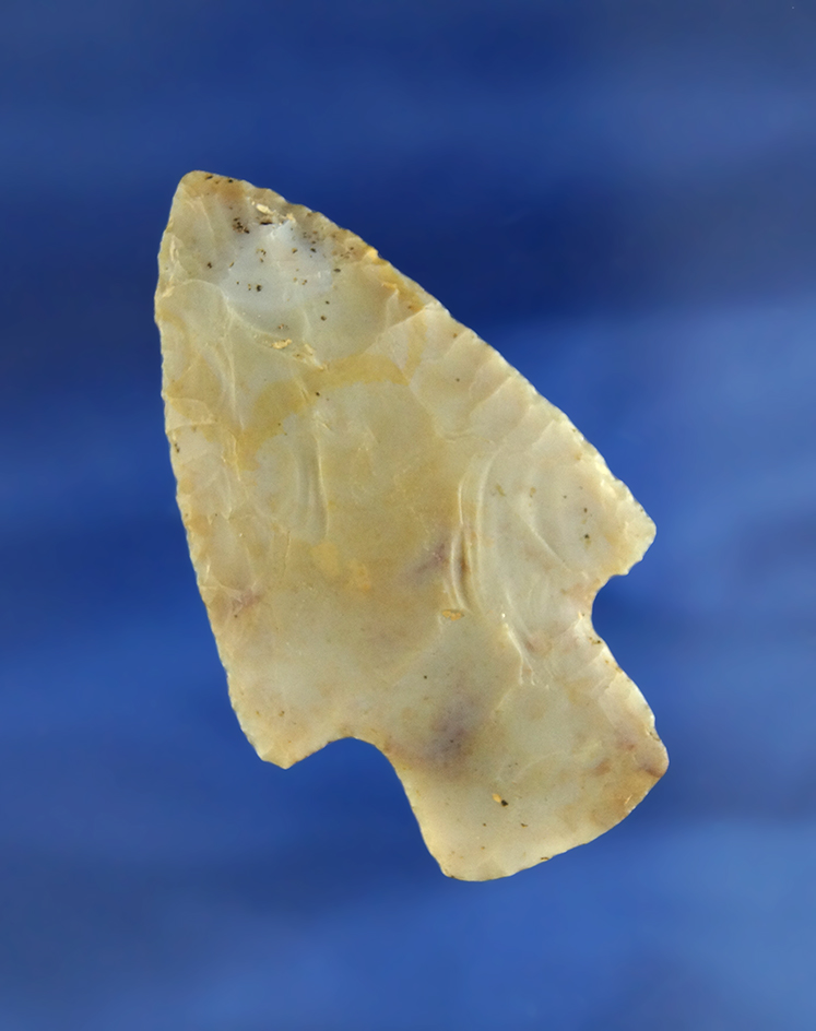 Exceptional flaking on this 2 7/16" Flint Ridge Flint Adena found in Summit Co., Ohio