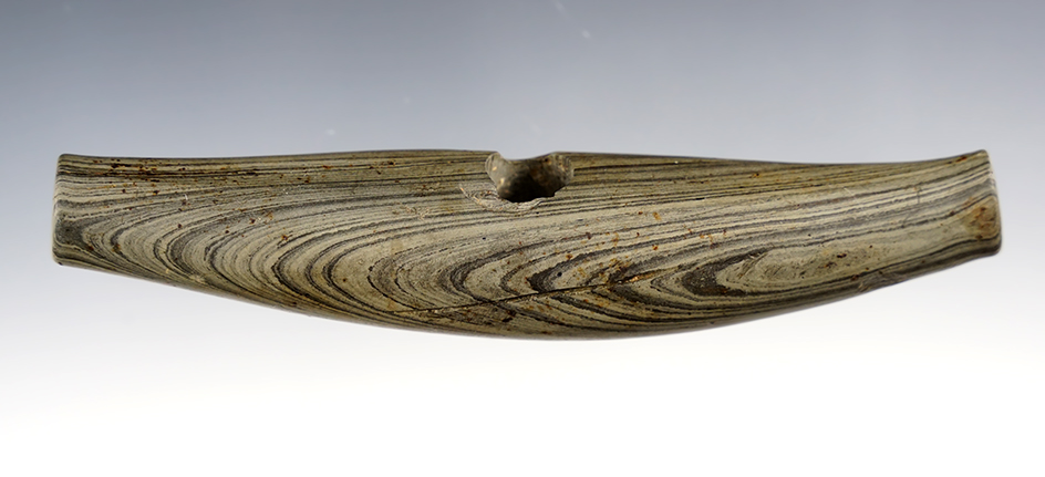 5 3/8" Knobbed Lunate Bannerstone found south of Roundhead, Hardin Co., Ohio. Ex. Meuser.