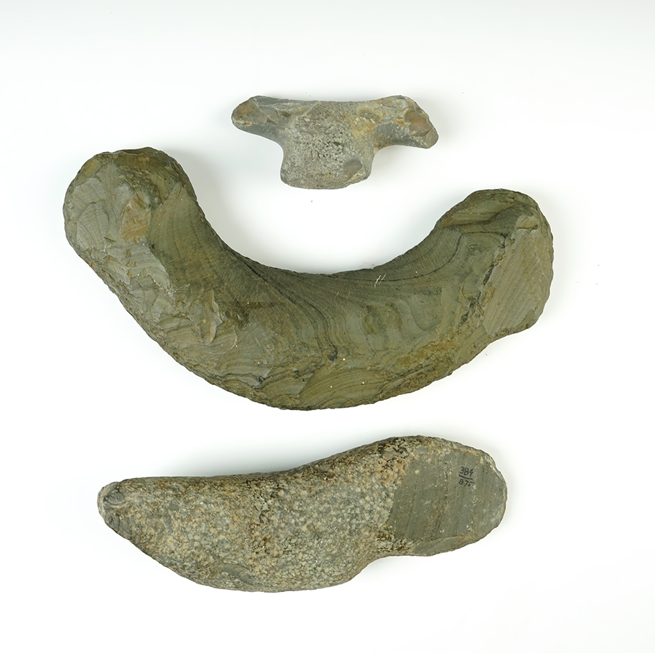 Set of 3 Slate Preforms found in Ohio. One is a Knobbed Lunate and the other 2 are Birdstones.