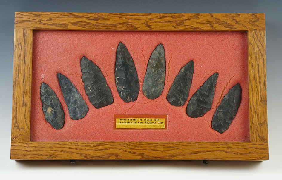 Set of 8 Coshocton Flint Cache Blades from a collection near Rockport, Ohio. Ex. Cole Winger. 