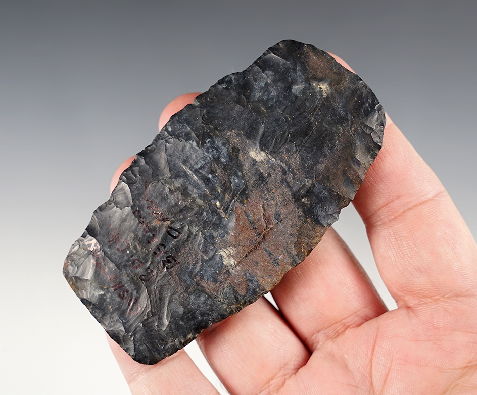 3 1/2" Paleo Square Knife made from Upper Mercer Flint. Found in Coshocton Co., Ohio. 
