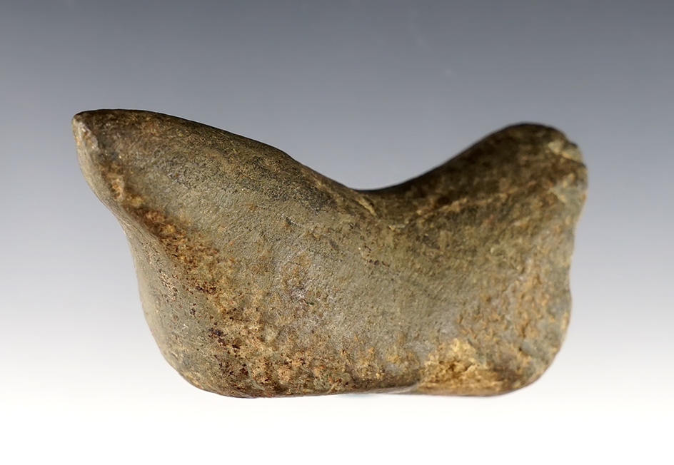 3 1/4" Banded Slate Birdstone that is undrilled. Found in Darke Co., Ohio. Ex. Roger Leatherman.