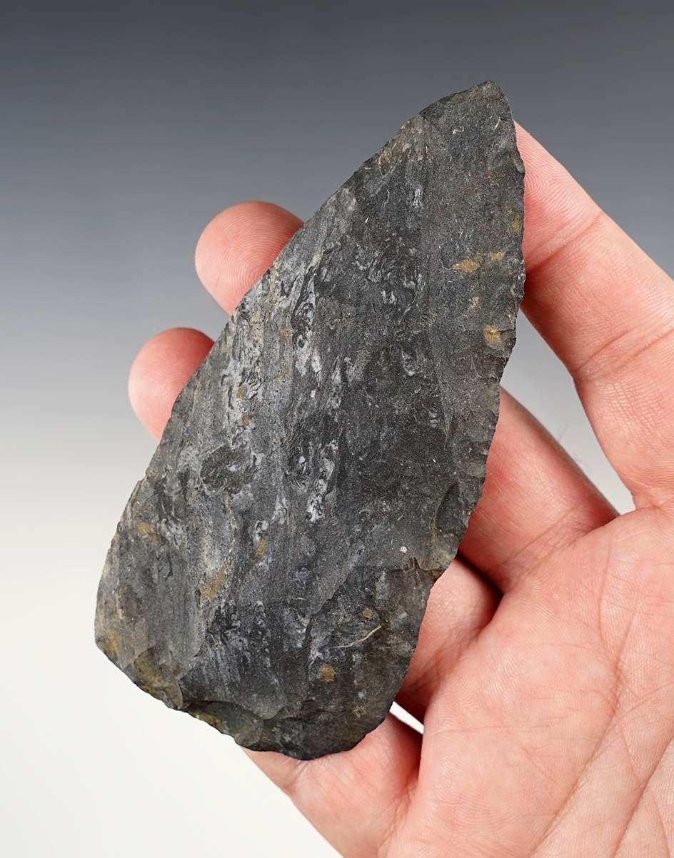 4 7/16" Cache Blade made from Coshocton Flint.  From the 1898 Holmes County Cache!