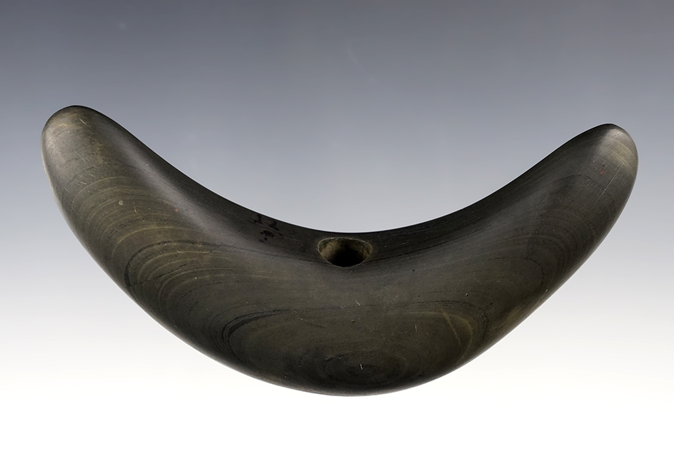 Well made 4 11/16" long Ohio Crescent Bannerstone. Pictured in "Who's Who" # 2, page 80. 