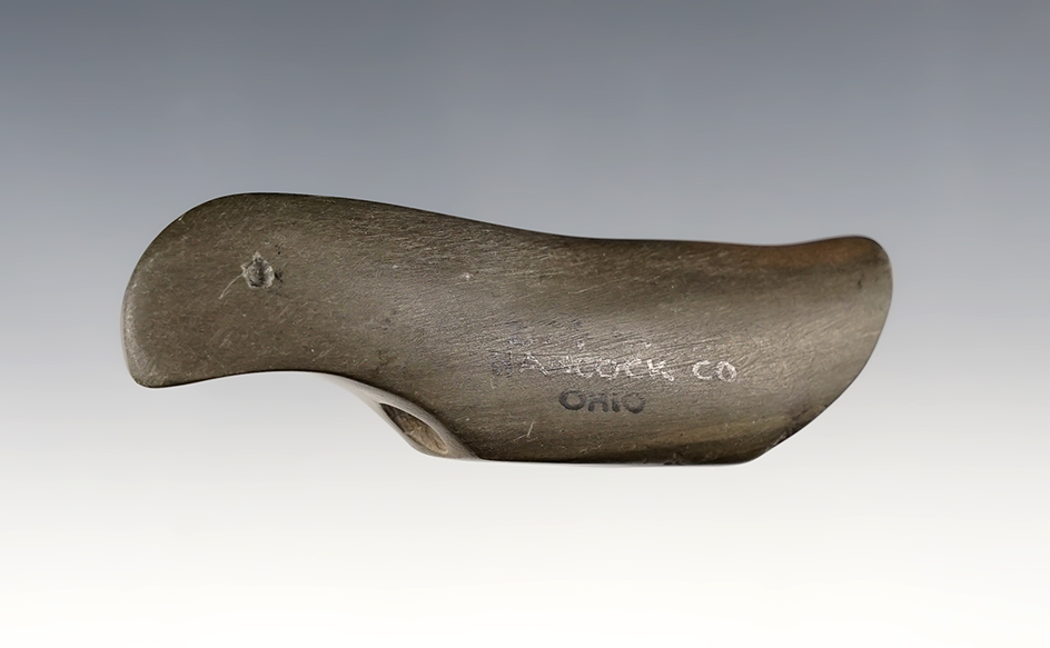 3 9/16" x 1 1/8" Birdstone made from Banded Slate, found in Hancock Co., Ohio. Davis COA. 