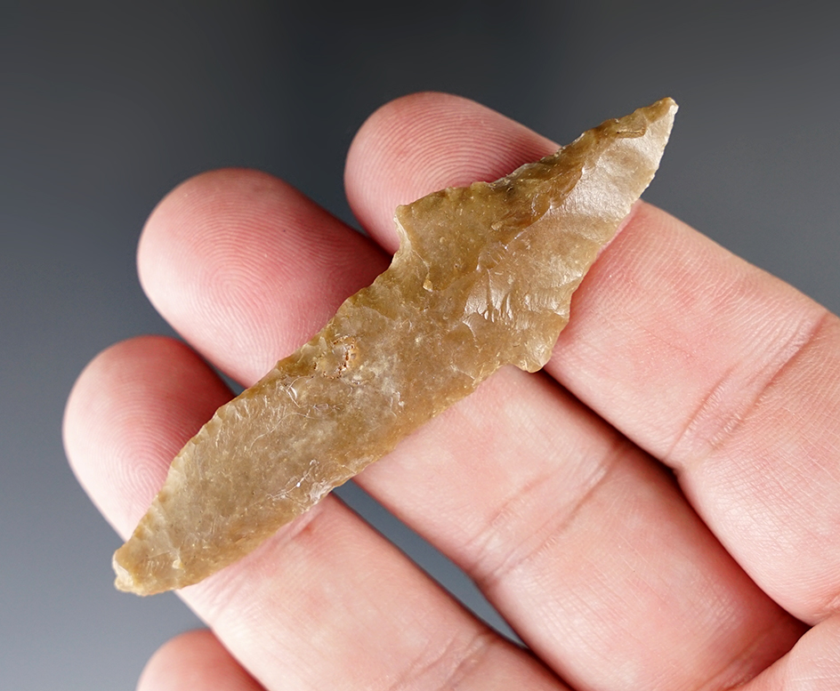 Unique! 2 13/16" Projectile Point with a one-of-a-kind style - very well patinated. Umatilla, Oregon