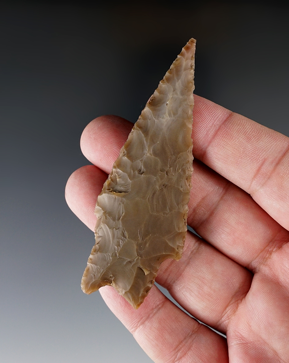 3 1/2" Pedernales Point found in Kerr Co., Texas by the Richardson brothers.  Rogers COA.