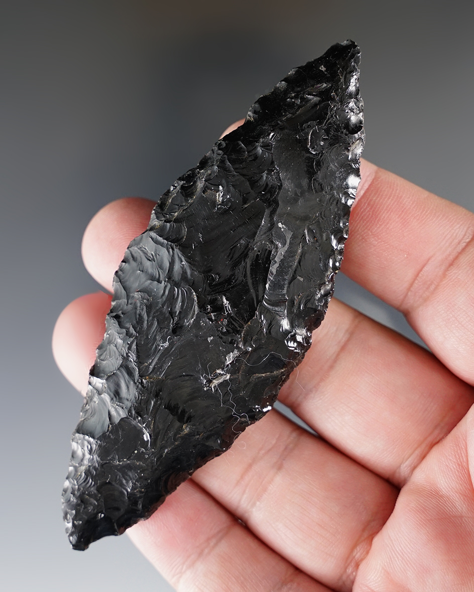 4" Bi-pointed Obsidian Knife in nice condition found in Burns, Oregon.