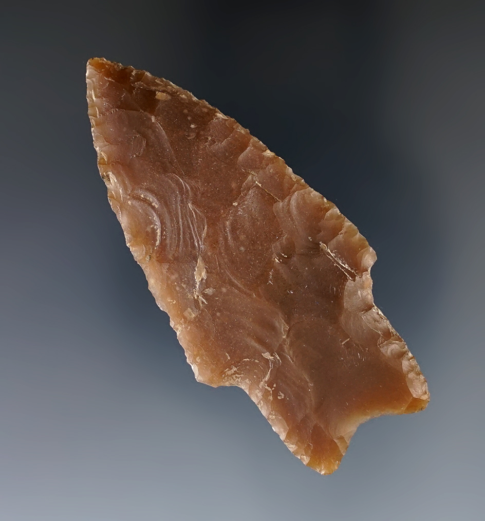 2 13/16" Pedernales point found in Kerr County Texas. Comes with a Rogers COA.