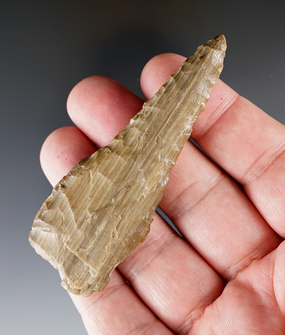 2 3/8" knife made from beautifully striped petrified wood found in the Columbia River region.