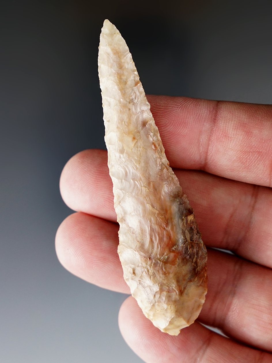 3 1/4" exceptionally well flaked Wahmuza knife found in Wasco County Oregon.