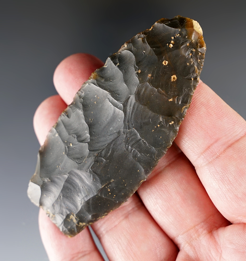 3 14" nicely flaked weak stemmed knife made from high quality Flint found in Kentucky.