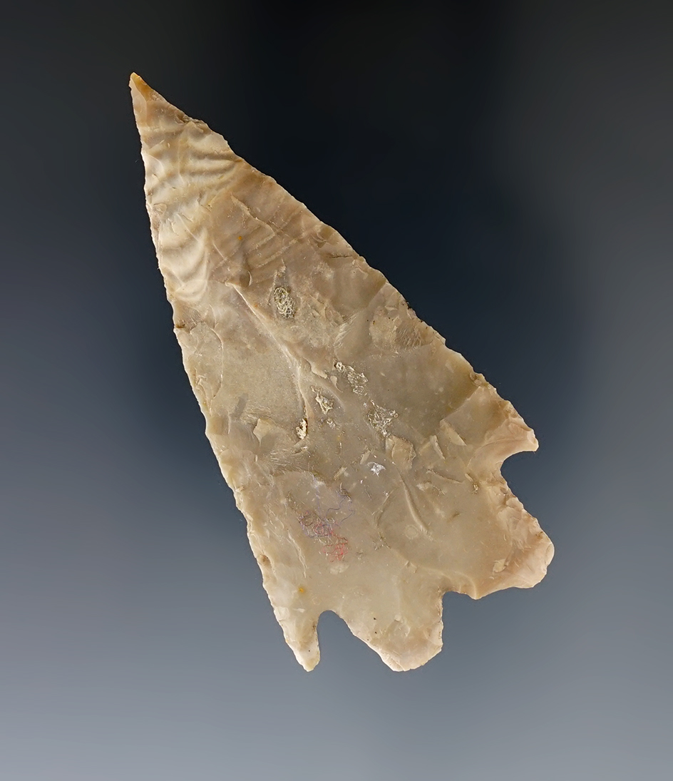 2 13/16" Montell point made from nicely colored Flint found in Central Texas. Roger COA.