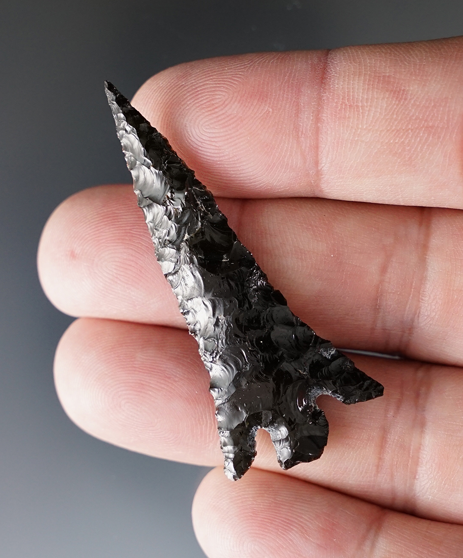 Large and nice! 2 1/8" Rose Springs made from obsidian found in Warner Valley Oregon.