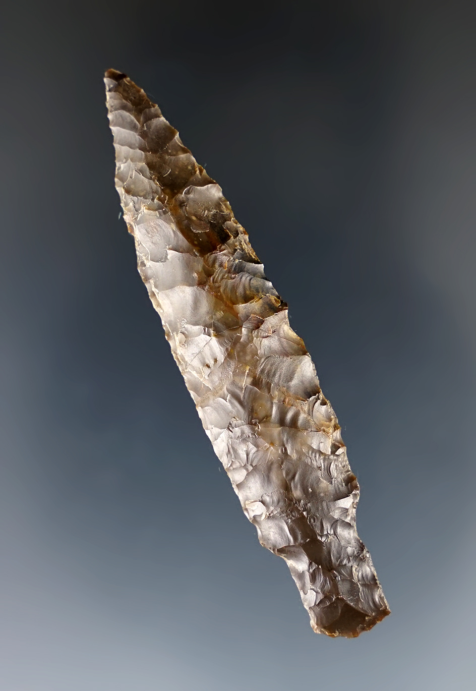 2 11/16" stemmed point made from brown Jasper found in Owasco County Oregon.