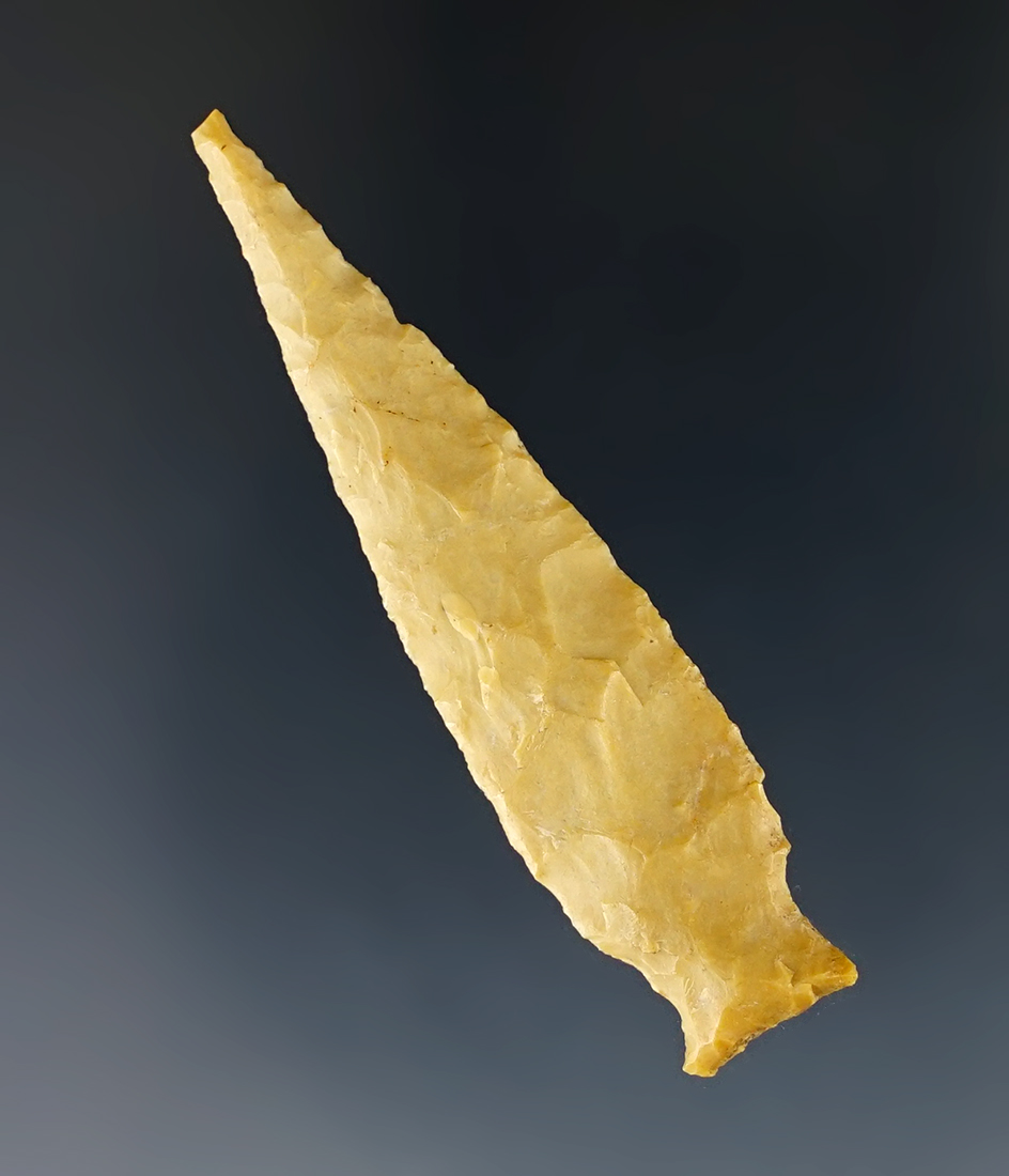 2 1/16" Bayagoula Point made from Crowley's Ridge Cobble Chert. Found in Eastern Texas.