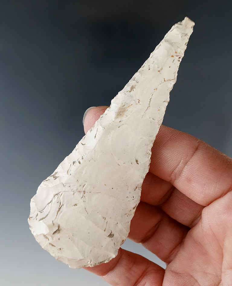 3 11/16" beveled Cobbs Knife found in Illinois.