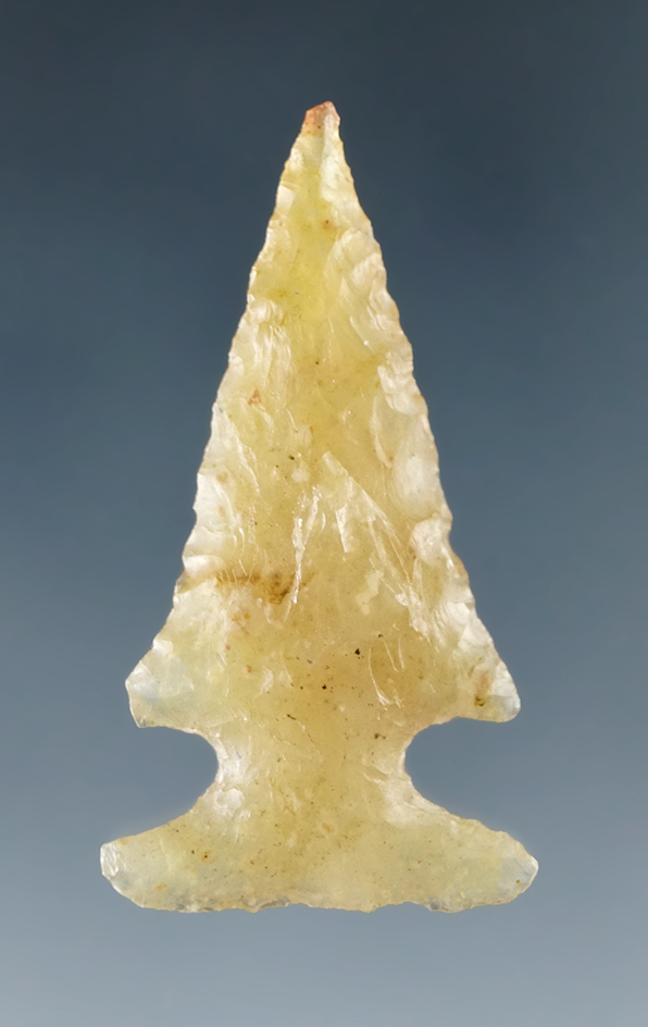 1 5/16" beautifully translucent agate cornernotch found near the Virgin River, Texas.