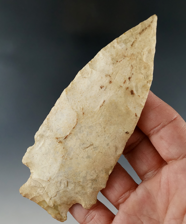 Large 4 1/2" Stemmed Knife found  in Fayette Co., Illinois. Ex. James Williams collection.