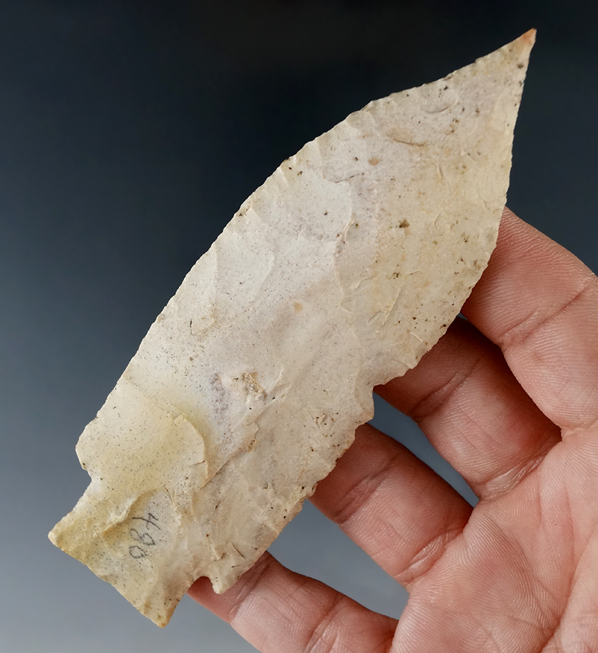 4 7/16" Etley with a needle tip found by James Sorter in St. Charles Co., Missouri.