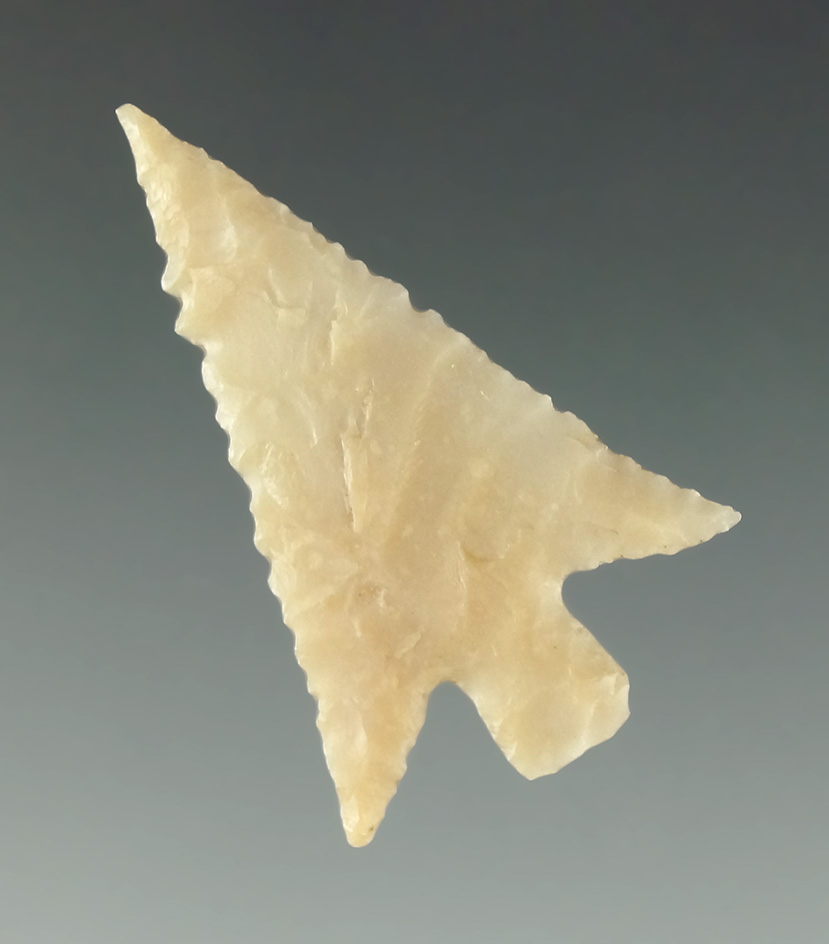 1 3/16" Bonham Birdpoint found in Texas. Thin and well made with nicely styled ears.