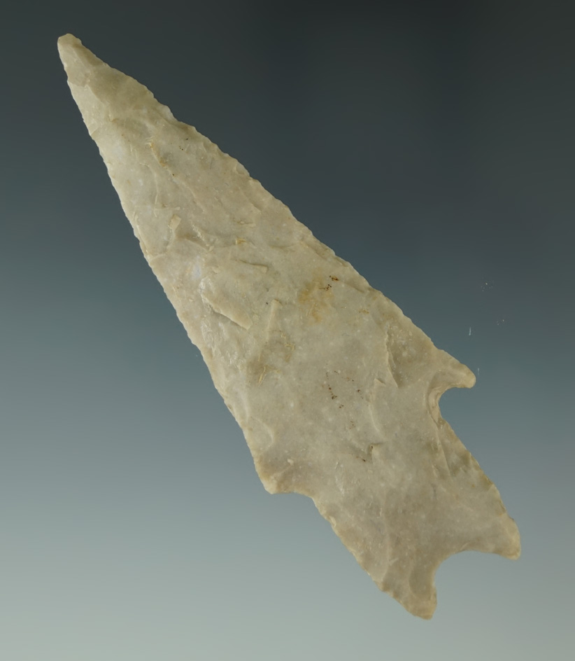 3 11/16" Peternales point found in Hays Co., Texas. Ex. Forest Fan Collection. Rogers COA.