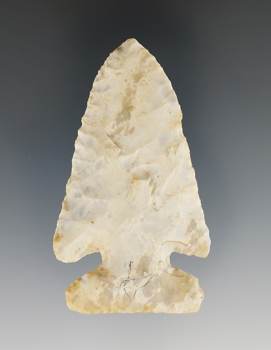 Well styled 2 5/8" Thebes with great flaking found in Jackson Co., Illinois.