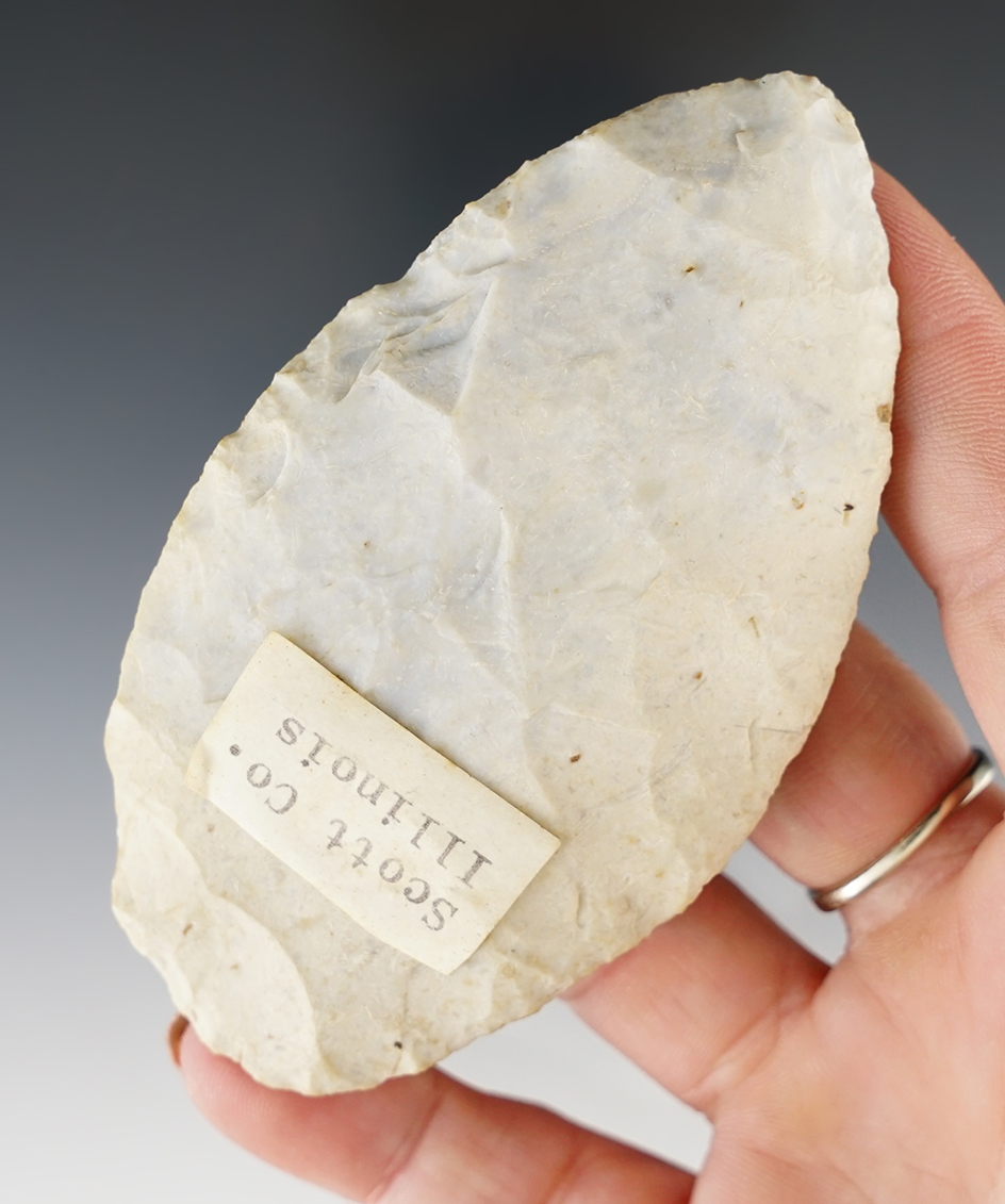 3 5/8" Flint Blade found in Scott Co., Illinois.