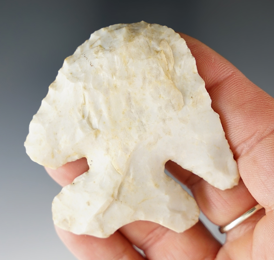 2 1/4" by 2 1/4" wide Archaic Thebes bevel found in Scott Co., Illinois.