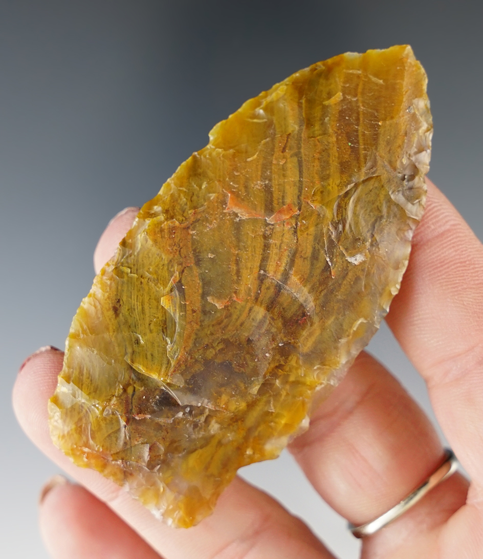 Stemmed knife made from beautiful semi translucent Multi-color petrified wood - Columbia River.