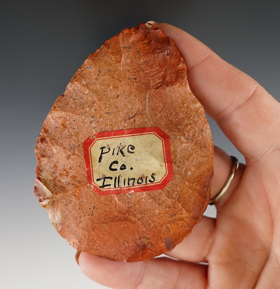 Beautiful Flint color on this 3 1/16" North Blade found in Pike Co., Illinois.