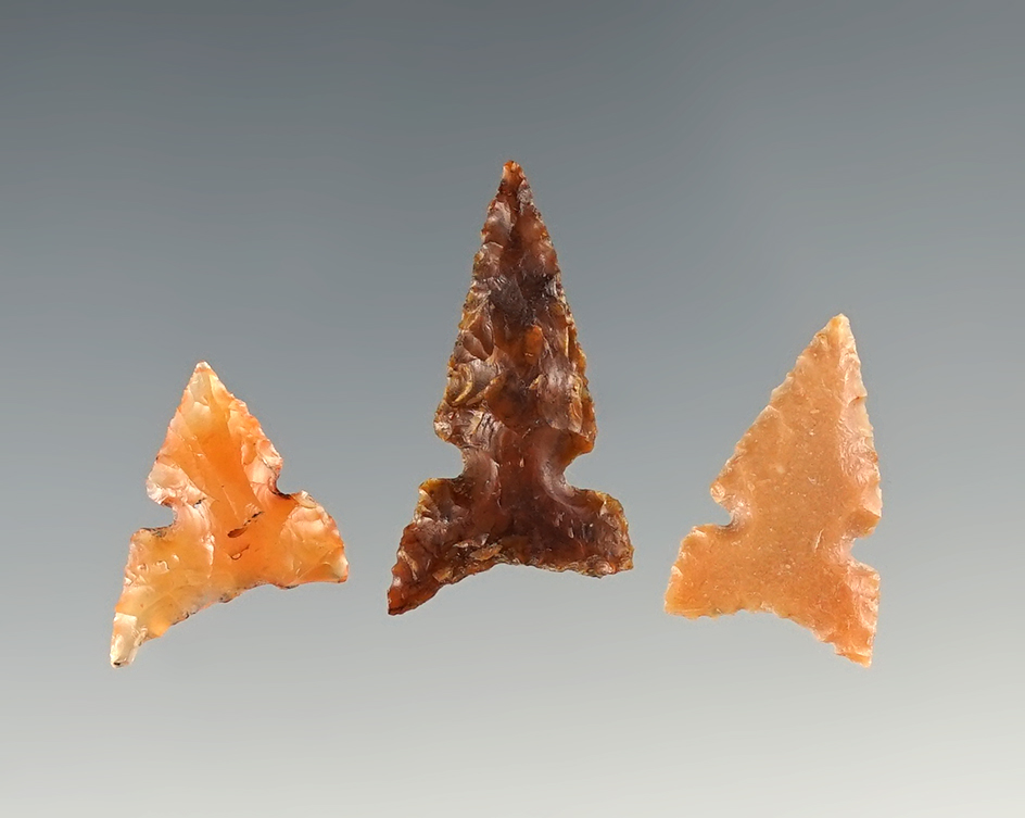 Set of three Sidenotch points found near the Columbia River, largest is 1 3/16".