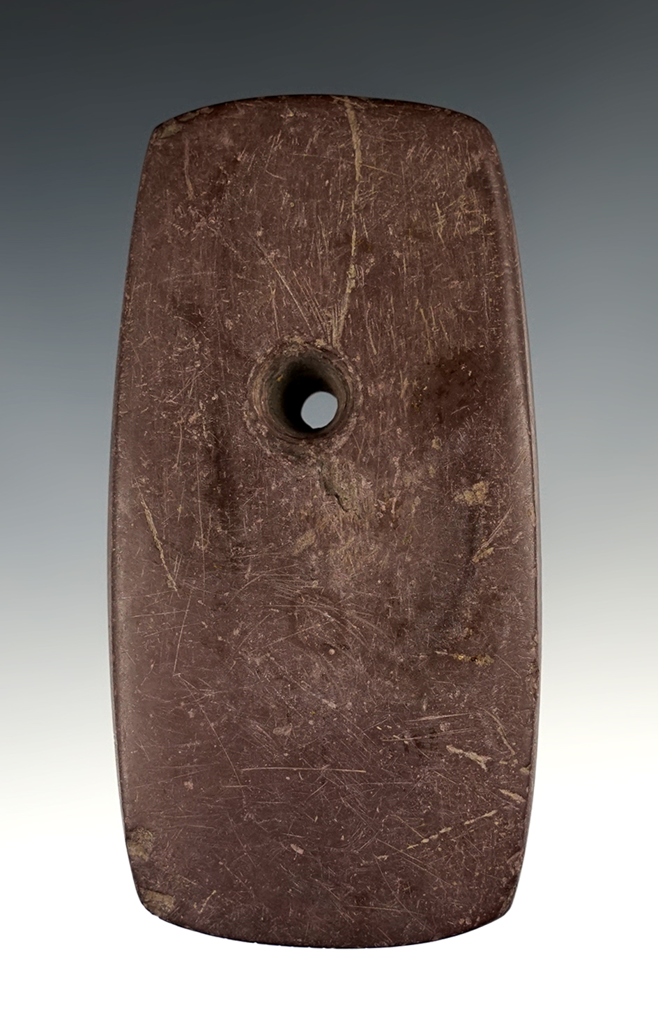 4 1/16" Rectangular Pendant made from red Slate, found in Darke Co., Ohio.