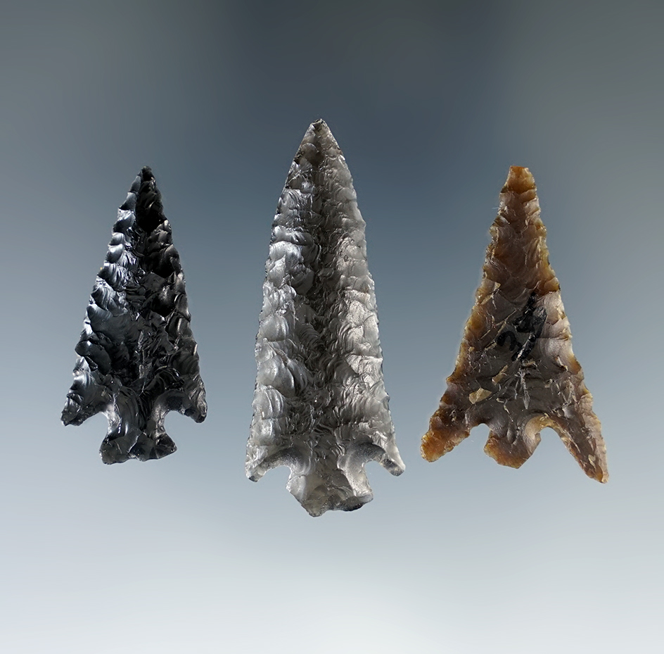 Set of 3 Obsidian points found in Oregon in nice condition.