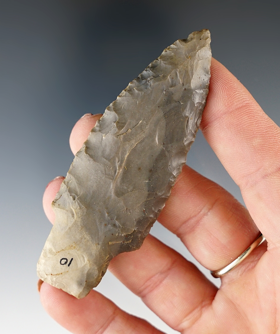 3 1/8" Adena made from quality hornstone found in Illinois.