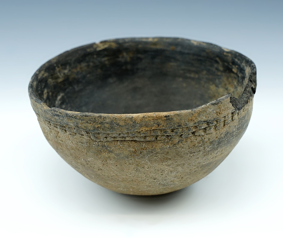 5 1/4" Southwestern Prehistoric pottery vessel with some rim chips - New Mexico.